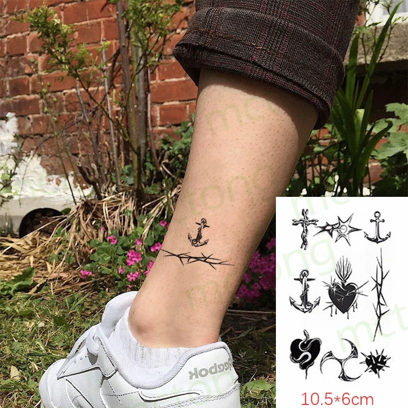 Vízálló Ideiglenes Tetoválás Matricák Női Elem Horgony Szív Tövisek Test Művészeti Kar Hamis Tatto Flash Tetoválás Férfi