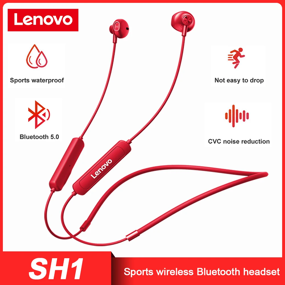 Lenovo SH1 Vezeték nélküli Bluetooth Fülhallgató 5.0 Fülhallgató Vízálló Mágneses Neckband Sport Fülhallgató Fejhallgató Mikrofonnal