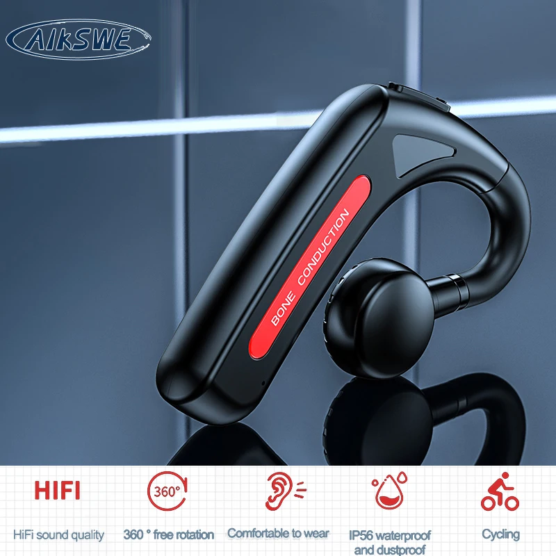 AIKSWE csontvezetéses Fül Horog Fülhallgató, Kihangosító Vezeték nélküli Fejhallgató IPX5 Vízálló Mikrofonnal Bluetooth-Kompatibilis