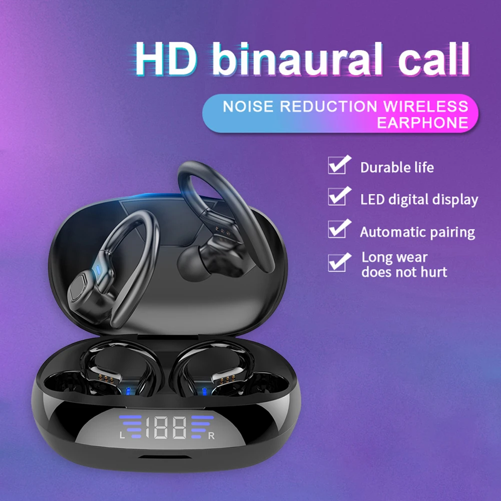 TWS Vezeték nélküli Fejhallgató Bluetooth-Kompatibilis Fülhallgató zajszűrő Érintse meg a Sport Fülhallgató Fülhallgató, LED Digitális Kijelző